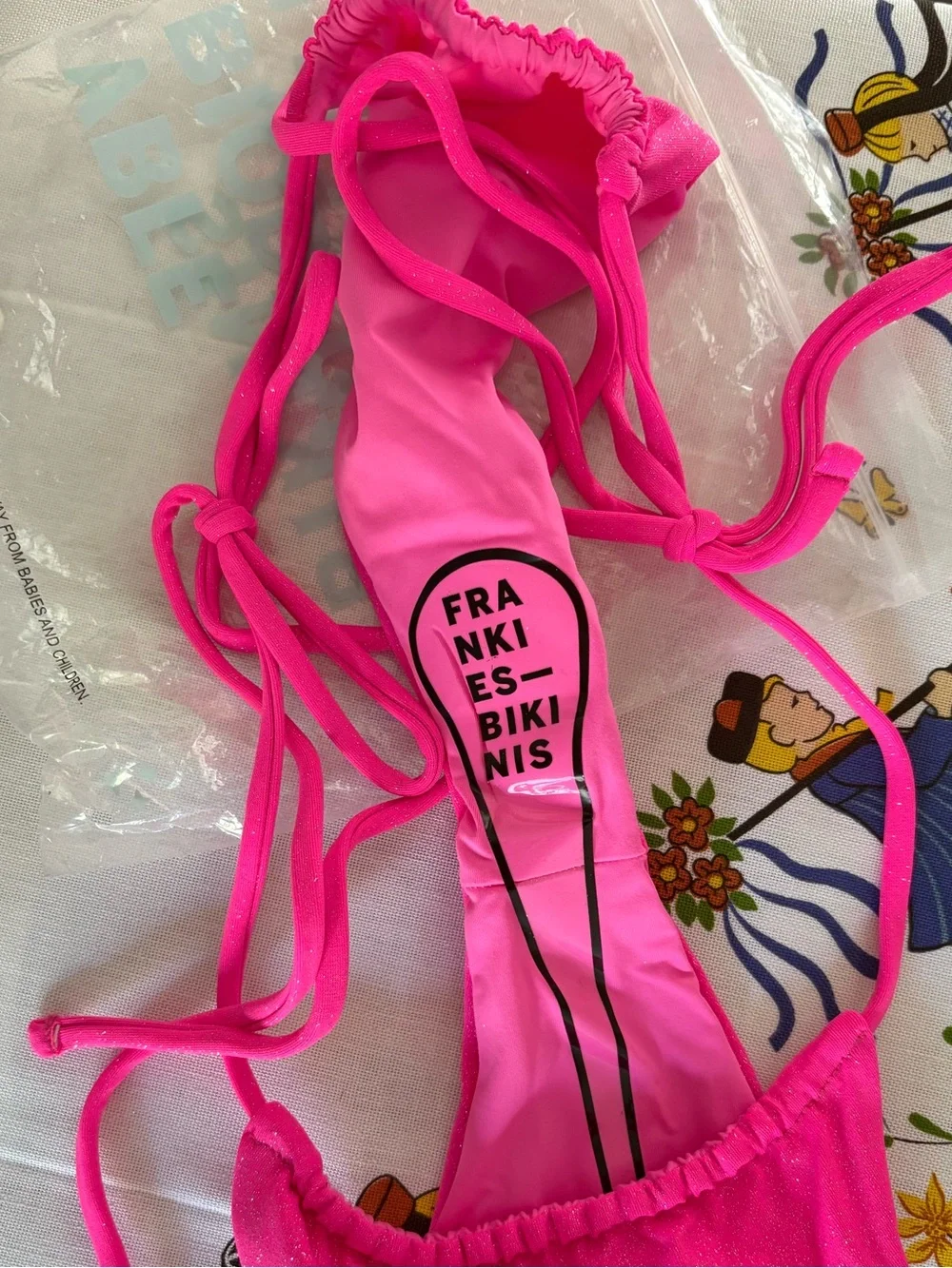NWT Frankies Bikinis Naomi Osaka Tia Glitter Cosmos Bikini Medium Large Hot Pink